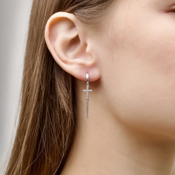 Silver earrings &amp;quot;Cross&amp;quot; - 1