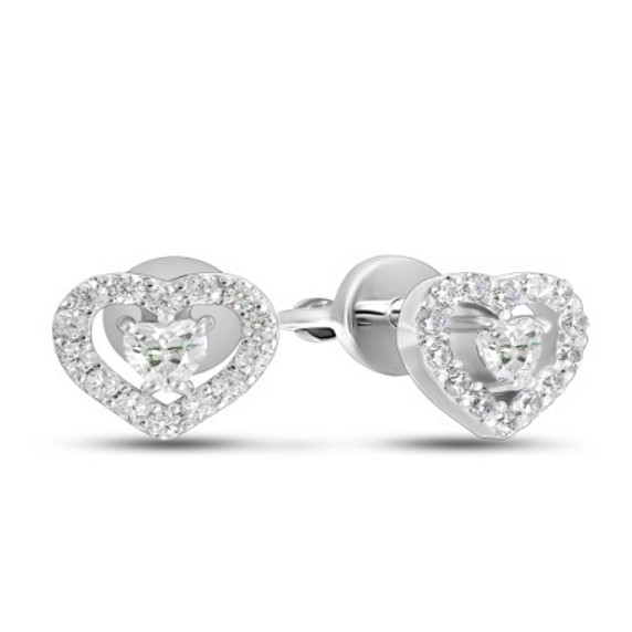 Silver studs "Heart" - 6 Silver studs "Heart" - 6