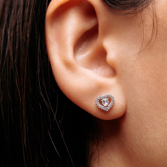 Silver studs "Heart" - 3 Silver studs "Heart" - 3
