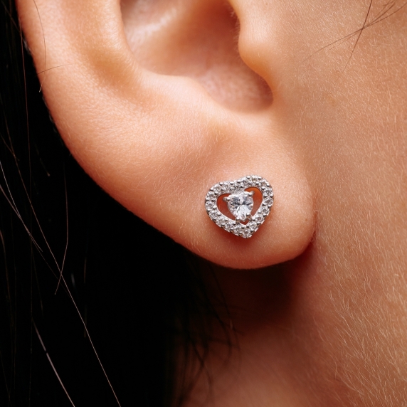 Silver studs "Heart" - 2 Silver studs "Heart" - 2