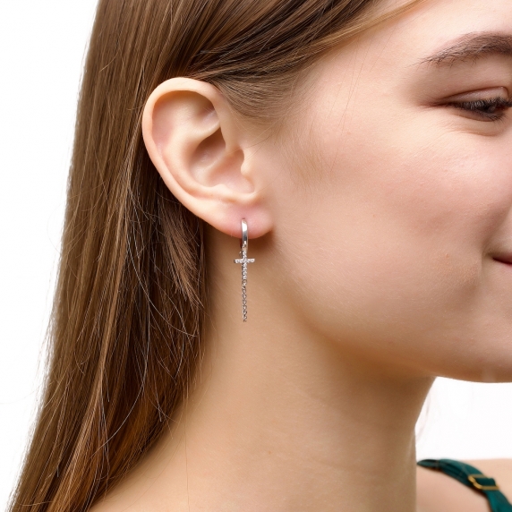 Silver earrings &amp;quot;Cross&amp;quot; - 3