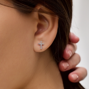 Silver earrings "Cross"
