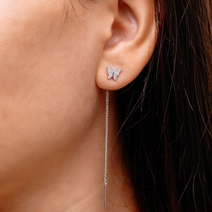 Silver threader earrings "Butterflies"